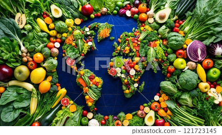 World Map Made of Fruits and Vegetables: November 1st - World Vegan Day 121723145