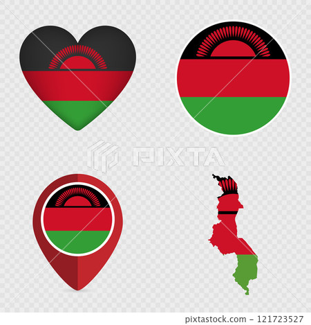 Malawi Flag Icons Pack. Vector illustration. 121723527