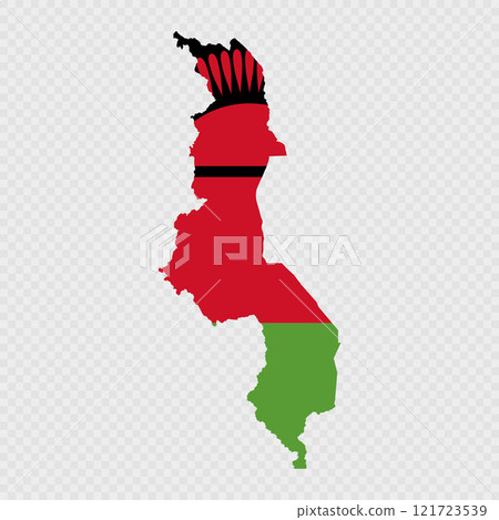 Malawi map silhouette with flag. 121723539