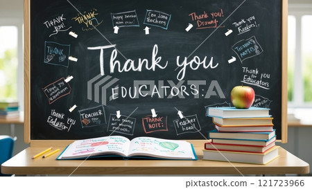 World Teachers Day  Blackboard of Gratitude 121723966
