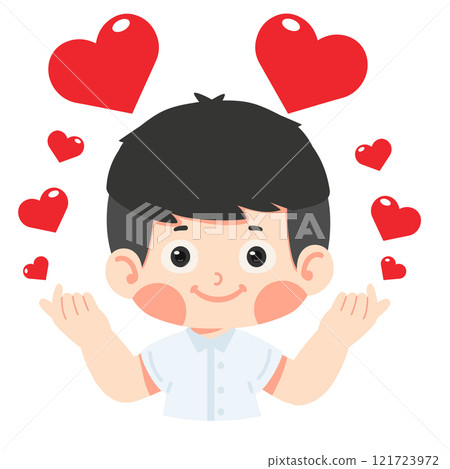 kid boy showing a mini heart love gesture kid boy showing a mini heart love gesture 121723972