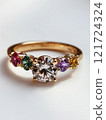 gold ring with multicolored gemstones 121724324