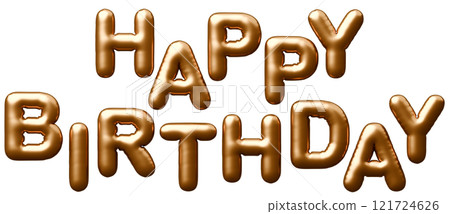 3D圖像_氣球_生日快樂_金色 121724626