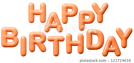 3D圖像_氣球_生日快樂_橙色 121724638