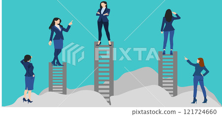Illustration of a businesswoman thinking about improving her skills 121724660