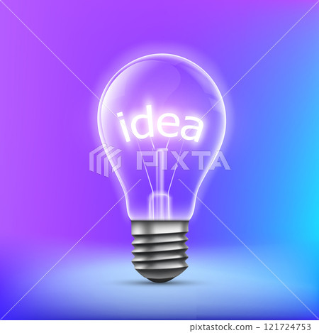 Light bulb with glowing word idea inside Light bulb with glowing word idea inside 121724753