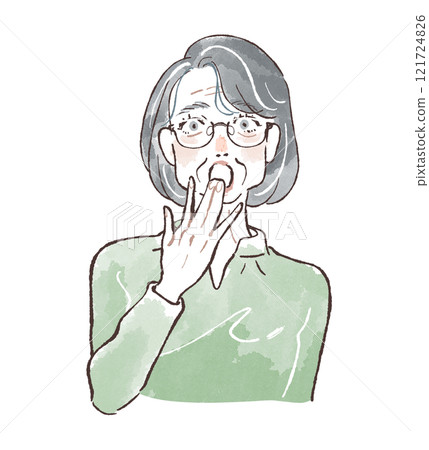 Senior woman with bob hair, surprised face Senior woman with bob hair, surprised face 121724826
