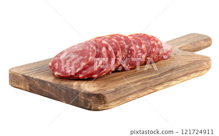 Cutting Board with Salami Slices Cutting Board with Salami Slices 121724911