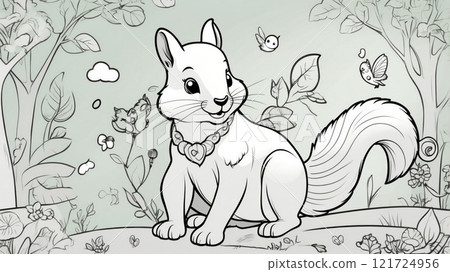 Animal Coloring Book for Children's Development with Outline Drawings 121724956