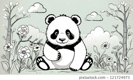 Animal Coloring Book for Children's Development with Outline Drawings 121724973