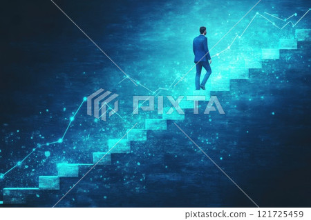 Businessmen are moving up the career ladder. A stellar time for business Businessmen are moving up the career ladder. A stellar time for business 121725459