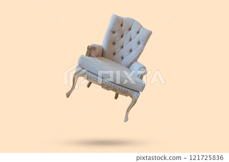 Vintage gray color armchair isolated on brown background 121725836