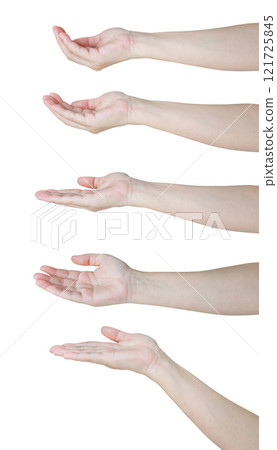 Woman hand gesture holding something set isolated on white background 121725845