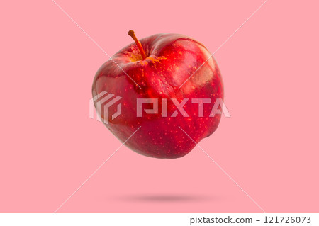 Fresh red apple isolated on pink background Fresh red apple isolated on pink background 121726073