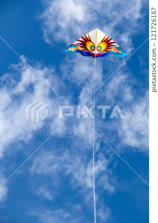 Okinawa's beautiful blue sky, blue sea, and winter kite flying on the beach (Western kites) Okinawa's beautiful blue sky, blue sea, and winter kite flying on the beach (Western kites) 121726187