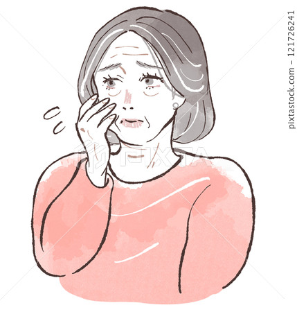 Plump senior woman in trouble 121726241