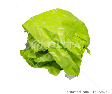 Crumpled green paper ball isolated on the white background Crumpled green paper ball isolated on the white background 121726259