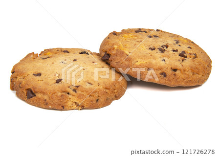 Cookies with chocolate american style food isolated on the white background 121726278