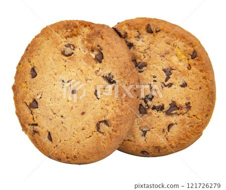Cookies with chocolate american style food isolated on the white background 121726279