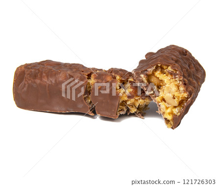 Energy chocolate bar snack isolated on the white 121726303