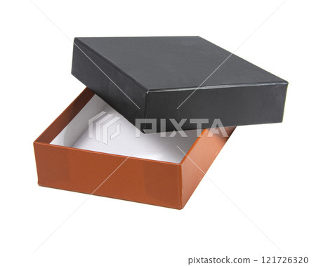 Black brown box package isolated on the white background Black brown box package isolated on the white background 121726320