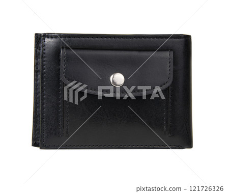 Black leather wallet elegant for man isolated on the white background Black leather wallet elegant for man isolated on the white background 121726326