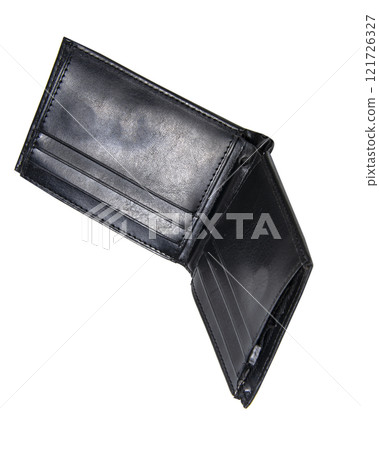Black leather wallet elegant for man isolated on the white background Black leather wallet elegant for man isolated on the white background 121726327