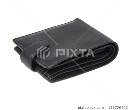 Black leather wallet elegant for man isolated on the white background 121726332