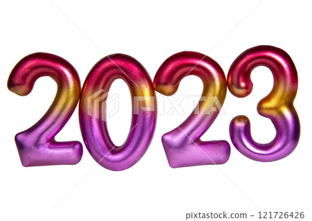 2023 Numbers new year multicolored decorative figure isolated on the white background 2023 Numbers new year multicolored decorative figure isolated on the white background 121726426