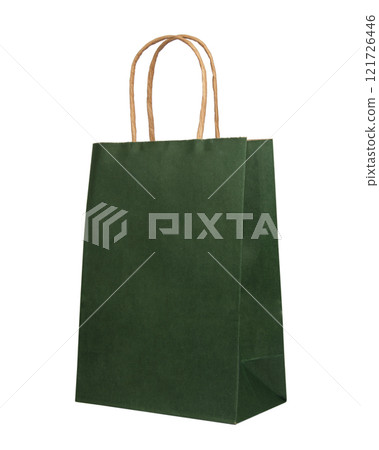 Dark green paper market bag ecological isolated on the white background 121726446