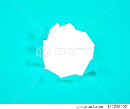Blue paper with hole isolated background with copy space Blue paper with hole isolated background with copy space 121726497