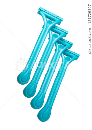 Blue razors isolated on the white background 121726507
