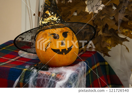 Photo of halloween pumpkin autumn holiday paper decoration 121726540
