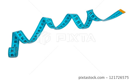 Blue tape measure spiral isolated on the white backgound Blue tape measure spiral isolated on the white backgound 121726575