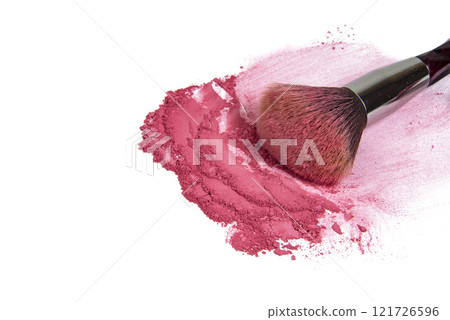 Make up brush with colorful rouge powder beauty isolated on the white background Make up brush with colorful rouge powder beauty isolated on the white background 121726596