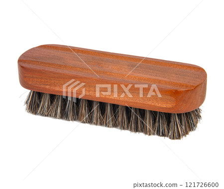 wooden brush for shoes isolated on the white background wooden brush for shoes isolated on the white background 121726600