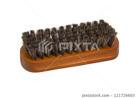 wooden brush for shoes isolated on the white background 121726603