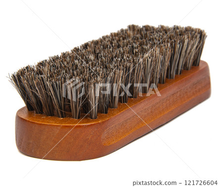 wooden brush for shoes isolated on the white background wooden brush for shoes isolated on the white background 121726604