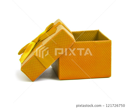 Orange gift box christmas opened isolated on the white background Orange gift box christmas opened isolated on the white background 121726750