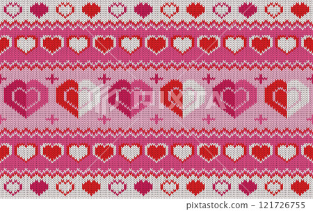 Knitted pattern seamless fabric Valentine day. traditional knitted pattern vector heart design. Designed for aniversary ,wallpaper ,valentine ,clothing ,knitted pattern ,fabric ,embroidery ,textile Knitted pattern seamless fabric Valentine day. traditional knitted pattern vector heart design. Designed for aniversary ,wallpaper ,valentine ,clothing ,knitted pattern ,fabric ,embroidery ,textile 121726755