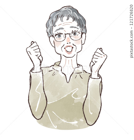 有短髮拳頭的高級婦女姿勢 121726820