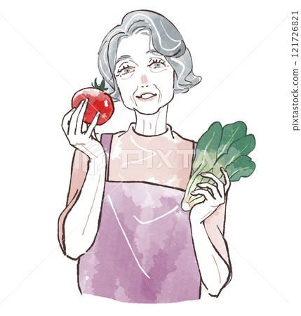 Beautiful senior woman vegetables Beautiful senior woman vegetables 121726821
