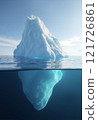 Iceberg floating majestically with a stunning underwater view in a serene blue ocean on a clear day 121726861