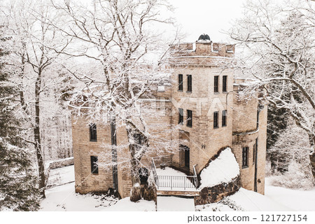 Old castle in the winter Glen park. Tallinn, Estonia. Old castle in the winter Glen park. Tallinn, Estonia. 121727154