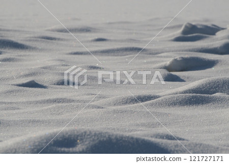 White snow close-up. Winter background with snow texture. Shallow depth of field and blur. Winter design. View with copy space. White snow close-up. Winter background with snow texture. Shallow depth of field and blur. Winter design. View with copy space. 121727171