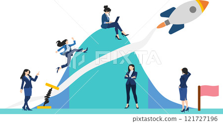 實現目標的路線圖插圖(女商人) 實現目標的路線圖插圖(女商人) 121727196