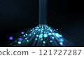 Abstract digital data transfer with colorful vertical lines. 3D Animation of neural network. Concept: chatbot, artificial intelligence, deep learning. Glowing neon lines. Information transition, big 121727287