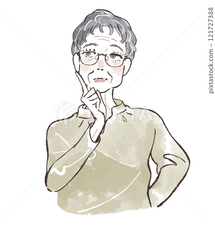 有短髮思考的資深婦女 121727388