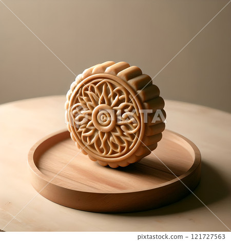 木板上放出的一塊月餅，中秋節公告的材料表 121727563