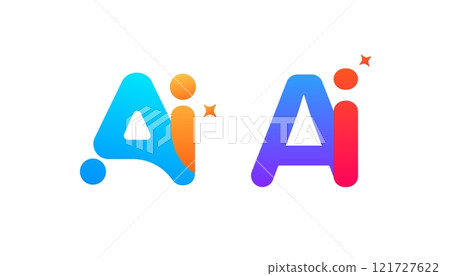 Bright AI logo with gradient design, symbolizing intelligence and virtual bots. 121727622